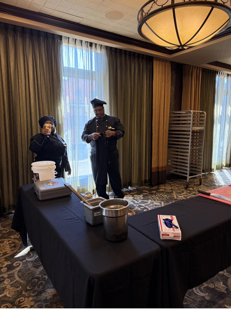 Competitors at prep stations