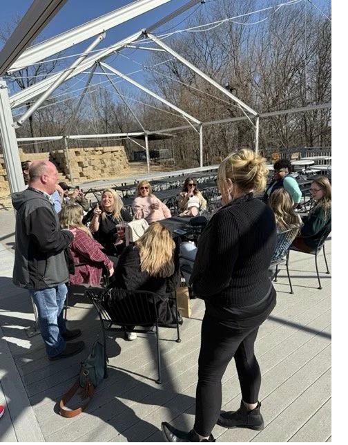 Hotel exterior patio gathering
